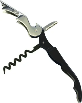 Kellnermesser 3in1 Korkenzieher Messer Flaschenöffner Weinöffner Kapselschneider Schwarz