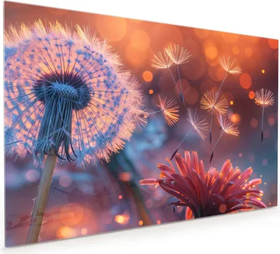 Produktbild von Küchenrückwand Spritzschutz Glas mit Motiv Pusteblumenglühen 40 x 40 cm