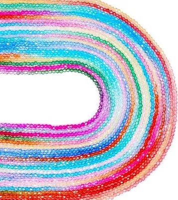 Image de Perles de verre bicônes à facettes de 3 mm, perles en vrac, perles artisanales variées, en gros pour bracelets d'amitié, colliers, boucles d'oreilles et création de bijoux
