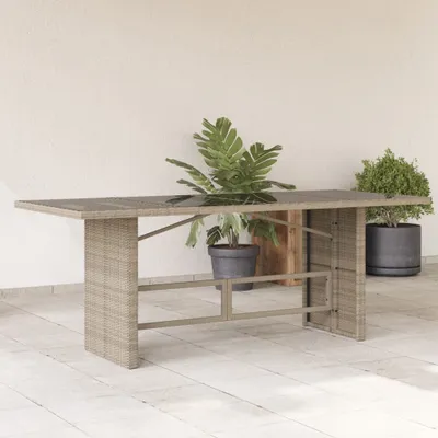 Zdjęcie produktu dla Maison Exclusive – stół ogrodowy ze szklanym blatem Jasnoszary 190 x 80 x 74 cm Polirattan