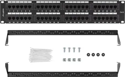 Immagine prodotto di Lanberg Patchpanel 48-Port 2U 19" Cat. 6 UTP schwarz (PPU6-2048-B)