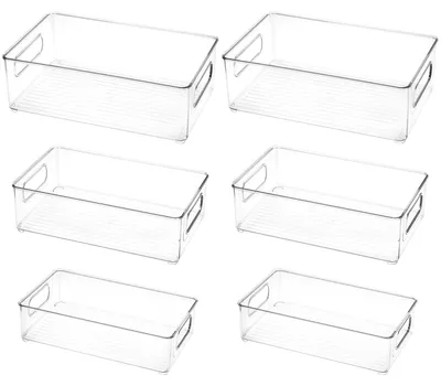 Stapelbare Kühlschrank-Organizer, 6er-Set, transparent, PET