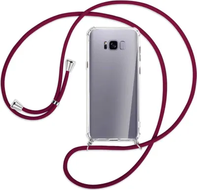 Produktbild von Handykette Backcover-Schutzhülle mit Band (Metall silberfarben) für Samsung Galaxy S8 Plus - dunkelrot