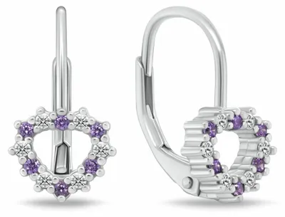 Immagine prodotto di Orecchini in argento a forma di cuore con zirconi per bambine EA1235WAM