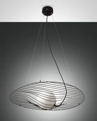 Produktbild von Homa Pendelleuchte aus schwarzem Metall und mundgeblasenem Glas, E27 (40W), elegantes Design für Innen, IP20, höhenverstellbar bis 2000 mm