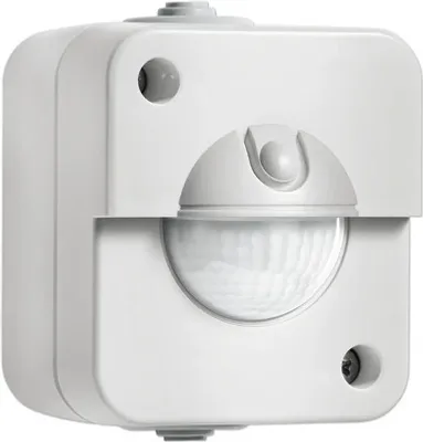 A white motion sensor with a clear dome lens.