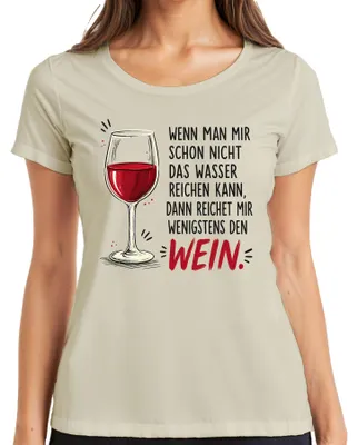 Productafbeelding van Geef me alsjeblieft het "Spruch Lustig Geschenk Damen Vino" dames T-shirt, in de kleur natuur