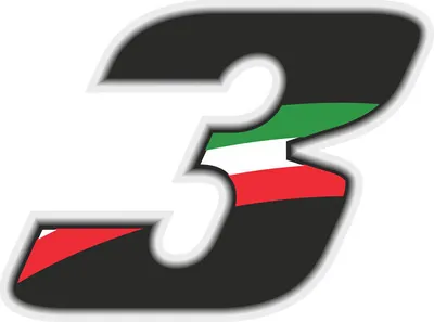 Immagine prodotto di Adesivo numero di gara per moto "3" tricolore 27 x 37 mm