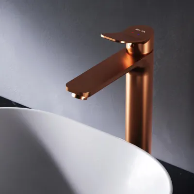 Produktbild von AM.PM Waschtischarmatur Hoch Roségold Wasserhahn Bad Waschbecken Armatur Einhebelmischer Badarmatur Mischbatterie für Badezimmer Aufsatzwaschbecken