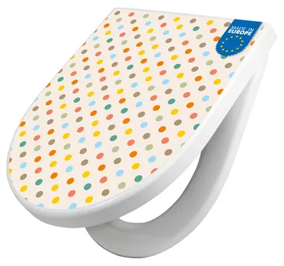 Produktbild von WC Sitz mit Absenkautomatik D Form Motiv Bunte Punkte [TDW3 11360]