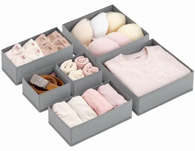 Produktbild von Schubladenorganizer für Kleidung - 6 Stück in 3 Größen - Faltbare Aufbewahrungsboxen