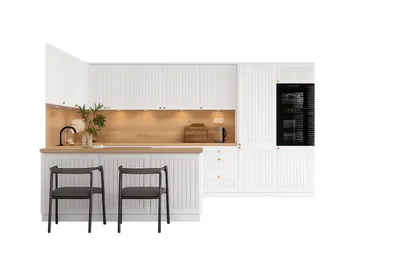 Produktbild von Winkelküche – Eckküche – Küchenzeile L-Form – Komplettküche – Küchenzeile Arvion – KS30 – 390x260cm – Weiß ( Matt ) Ohne Arbeitsplatte & Elektrogeräte