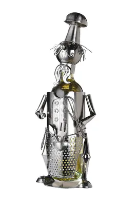 Produktbild von Gilde Flaschenhalter, Koch, "Chefkoch", Metall, silberfarben, , L. 10 cm, B. 14 cm, H. 36 cm 65331
