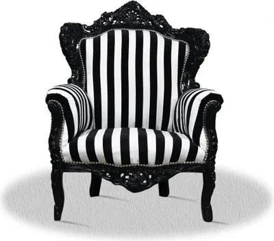 Produktbild von Barocksessel Barock Sessel Barockstuhl Armlehne Zebra Schwarz Weiß Stoff Esszimmer Wohnzimmer Büro Flur Schminkstuhl Klassisch Barock Stuhl Premium