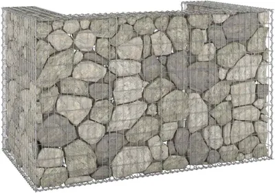 Produktbild von Gabionenwand für eine Mülltonne aus verzinktem Stahl, 110 X 100 X 110 Cm, mit stabilem Steinkorb und Gitternetz, für 1 Mülltonne (180 x 100 x 110 cm)