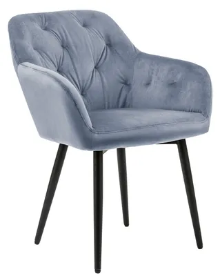 Zdjęcie produktu dla Fotel SalesFever | aksamitne obicie | metalowa rama z regulacją wysokości | szwy guzikowe | szer. 61 x gł. 45 x wys. 85 cm | jasnoszary - czarny