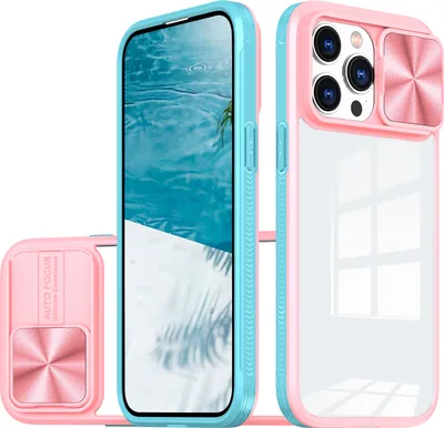 Produktbild von Hülle für iPhone 15 Pro Transparent TPU Bumper Schutzhülle mit Schiebe Kamera Schutz Pink