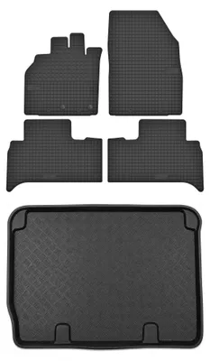 Produktbild von Gummimatten + Kofferraumwanne für Renault Scenic II 2003-2009 (Minivan/Kombi) – Schwarz, passgenau – Wielganizator