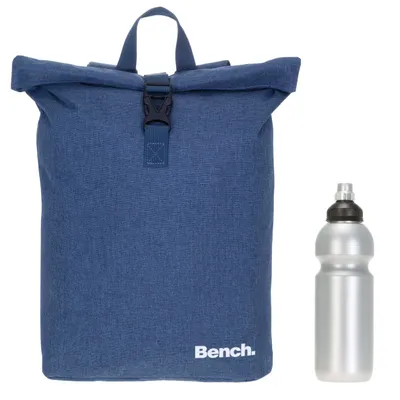 Produktbild von Rucksack Damen Classic Compact DIN A4 Freizeitrucksack Outdoor kleines Laptop Fach Daypack Büro Freizeit 64223 5400 Dunkelblau Blau Uni + Flasche