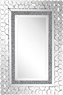 Produktbild von BELIANI Lustro ścienne srebrne 60 x 90 cm prostokątne wiszące dekoracyjna lustrzana rama styl glamour