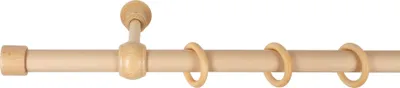 Produktbild von SN Deco - Stilgarnitur Gardinenstange Vorhangstange Cafiro, Holz, 28 mm, 1-Lauf, Komplettset mit Ringen, Farbe Natur, 200 cm