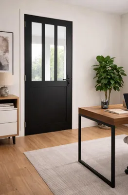 Immagine prodotto di Bloc porte da officina nero H204 x L83 cm, lato tavolo P. destro, maniglia GD MENUISERIES