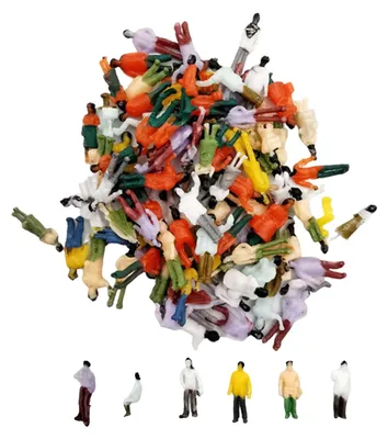 Miniaturfiguren, 100 Stück, bemalt, 1,6–1,8 cm, Kunststoff, Maßstab 1:100