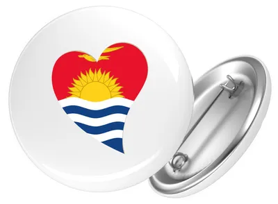 Produktbild von Huuraa Button Kiribati Flagge Herz 25mm rund mit Sicherheitsnadel Ansteckbutton Geschenkidee