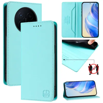 Produktbild von Lederhülle für Honor Magic8 Hülle Flip Brieftasche Kartenfächern Ständer Schutzhülle Türkis