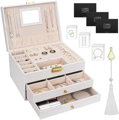 Produktbild von PromoHome® Damen Schmuckkästchen mit 3 Ebenen - Elegante Aufbewahrungslösung für Schmuck
