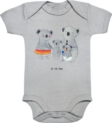 Produktbild von Mr. & Mrs. Panda babykleidung body Koala Familie 1. - 3. Monat - Heather Grey - Geschenk, Babybody, Einteiler, Strampler, Muttertag, Mama, Baby, Papa, kurzarm, Kinder