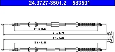 Produktbild von ATE Handbremsseil Seilzug Feststellbremse für OPEL Corsa E Schrägheck (X15) Hinten 24.3727-3501.2