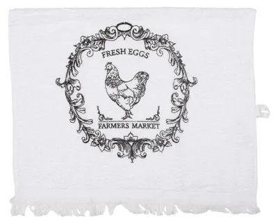 Produktbild von Clayre & Eef Gästehandtuch 40x66 cm Weiß Baumwolle Hahn
