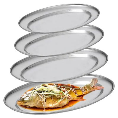 Servierplatten-Set, 4 Stück, oval, Edelstahl, 26–40 cm