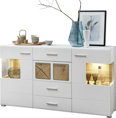 Produktbild von Sideboard Kommode "FUN PLUS" Anrichte Schrank Regal Wohnwand LED-Beleuchtung 170 cm weiß