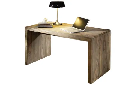 Produktbild von MASSIVMOEBEL24.DE Schreibtisch Sheesham 148x75x78  grau geölt NATURE GREY #710