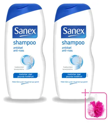 Productafbeelding van 2 x Sanex Anti-roos shampoo - met kamille en tarwe-eiwit - 250 ml - voordeelverpakking - 2 stuks