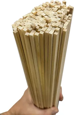 Produktbild von Set von 200 Holzstäben (quadratisch, 4,0x4,0 mm, 38 cm lang, Birkenholz)