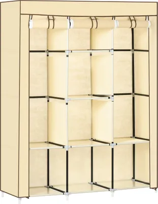 Produktbild von Stoffschrank Kleiderschrank 8 Ebenen & Kleiderstangen, Faltschrank Vlies, 125x43x162,5cm (Beige)
