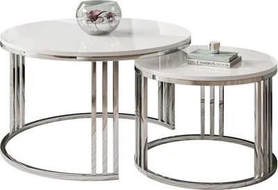 Produktbild von Runder Couchtisch 2in1 LORI silberner Chrom Hochglanz