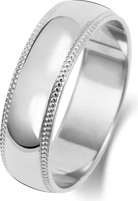 Produktbild von 18 Karat (750) Weißgold 6mm D-Form Milgrain Herren/Damen - Trauring/Ehering/Hochzeitsring, 64 (20.4); TRS1879818KWRSV