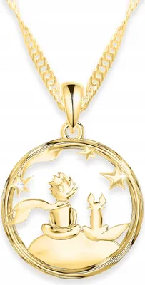 Produktbild von Gold Fuchs Halskette Der Kleine Prinz Fuchs Stern Weltraum Planet SILBER 925