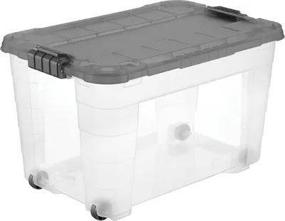 Produktbild von Tontarelli Aufbewahrungsbox mit Rollen inkl. Deckel 60 L transparent