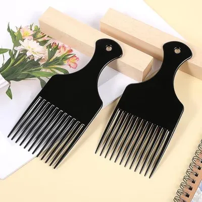 Produktbild von Afro-Kamm, 2 Stück, langlebiger Kunststoff-Lockenkamm mit Griff für Männer und Frauen, Afro-Haarprodukt für lockiges Haar, Dauerwellen und große Bärte