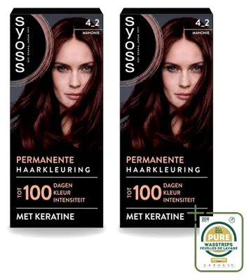 Produktbild von 2 x SYOSS Coloration 4-2 Mahonie - Permanente Haarkleuring - Vorratspackung - 2 Stücke