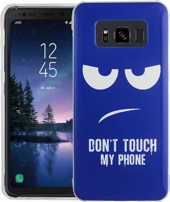 Produktbild von Handy Hülle für Samsung Galaxy S8 Active Cover Case Schutz Tasche Motiv Slim Silikon TPU Dont Touch My Phone Blau