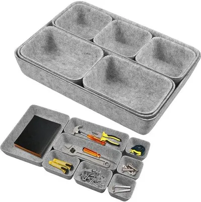 Produktbild von 8er Pack Stoff Lade-Organizer, stapelbar, Büro, Schublade