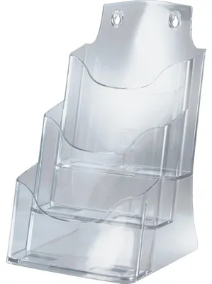 Produktbild von SIGEL LH132 Tisch-Prospekthalter, DIN A5 (148x210 mm), 3 Fächer, glasklar, Acryl