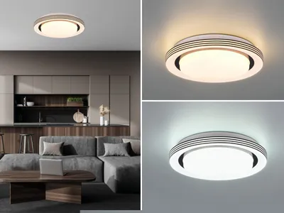 Produktbild von LED Deckenleuchte ATRIA Weiß dimmbar Fernbedienung, Sterne & Nachtlicht Ø27cm