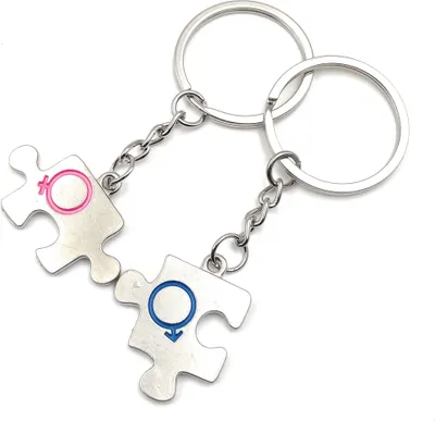 Image de Onwomania Partner Puzzle Amour Couple Porte-clés métal porte-bonheur en boîte cadeau alu, idéal pour offrir en cadeau